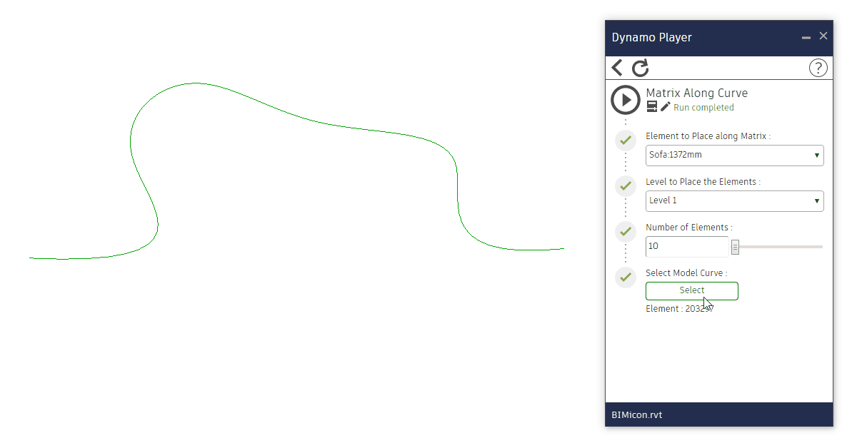 Matrix of Elements along Curve