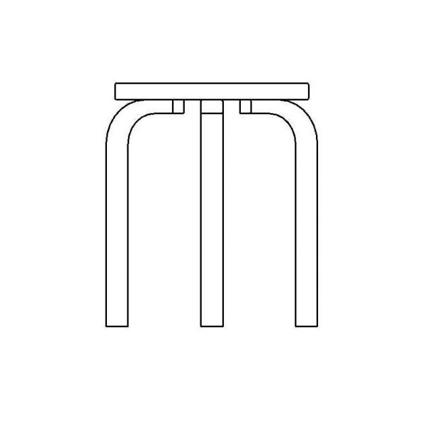 BIMicon_Aalto Stool 60 Elevation Hidden Line