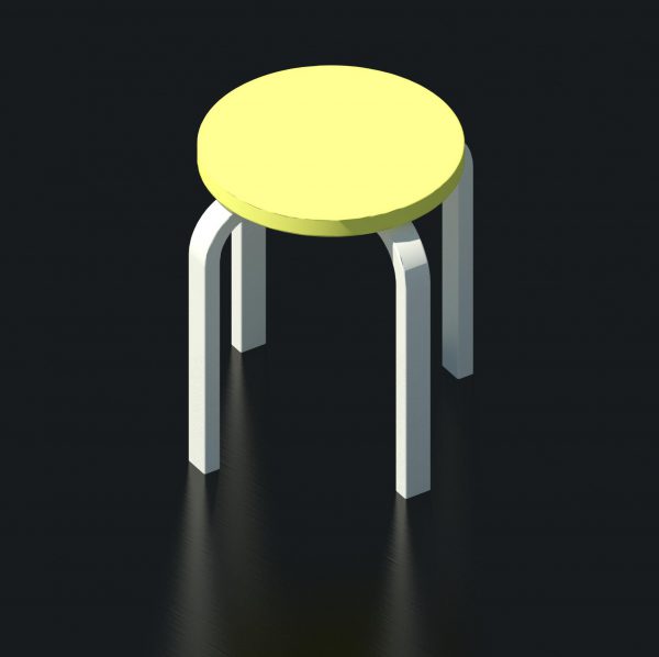 BIMicon_Aalto Stool E60 3D Rendered