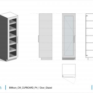 Casework Cupboard Full Height 1 Door Glazed