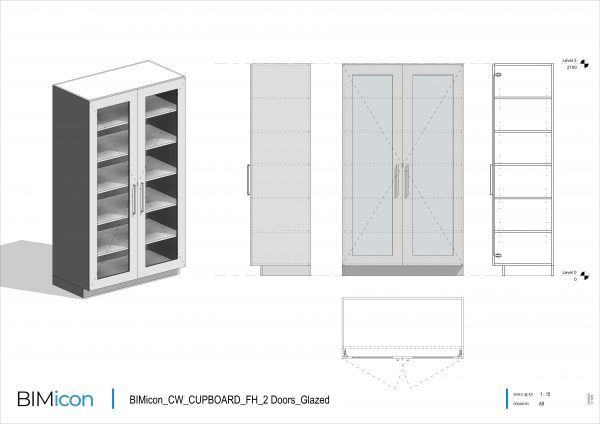 Casework Cupboard Full Height 2 Doors Glazed