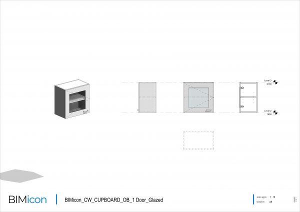 BIMicon_CW_CUPBOARD_OB_1 Door_Glazed