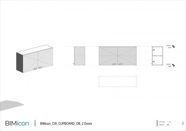 Casework Cupboard Over Bench 2 Doors