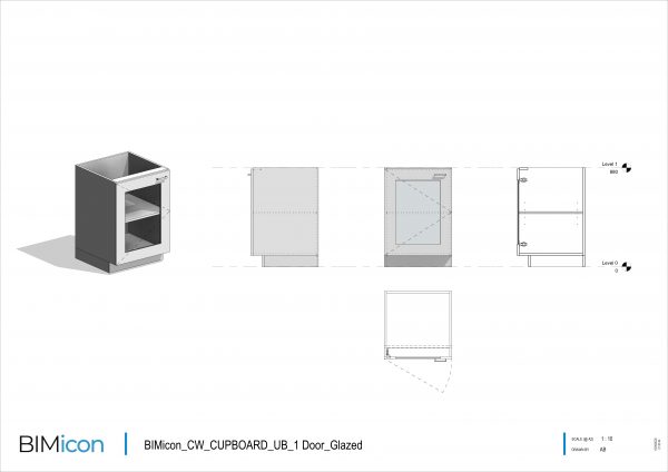 BIMicon_CW_CUPBOARD_UB_1 Door_Glazed