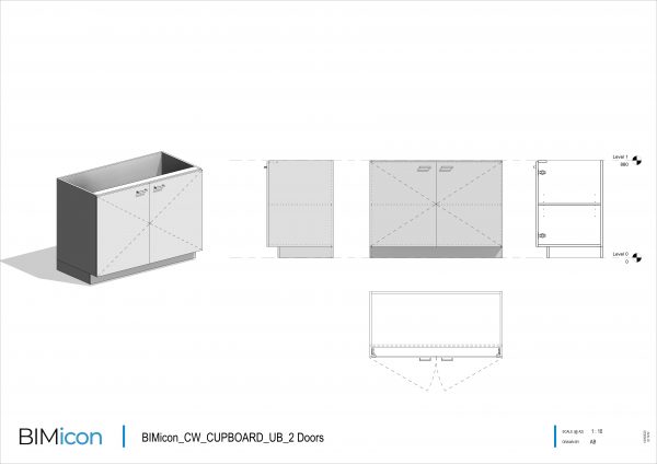 Casework Cupboard Under Bench 2 Doors