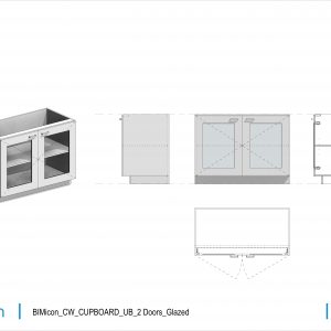 Casework Cupboard Under Bench 2 Doors Glazed